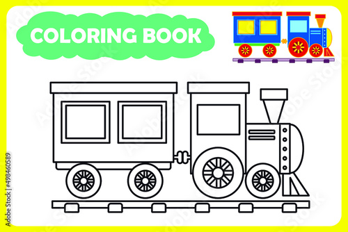 template for children's coloring book. color example. train vector illustration