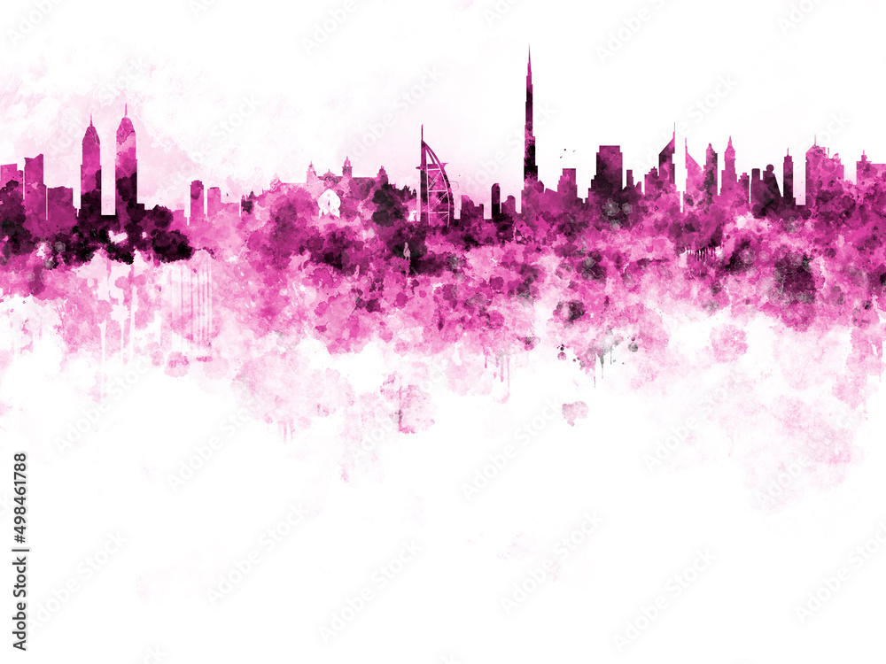 Dubai skyline in watercolor