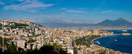 Europe, Italy, Naples, cityscape, sant elmo and vesuvius pano photo