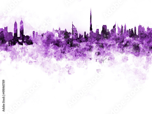 Dubai skyline in watercolor