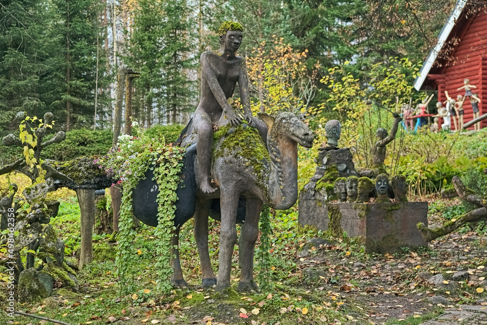 Parikkala, Finland. Sculptures by artist Veijo Ronkkonen in his sculpture park (Parikkalan