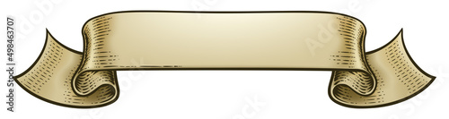 Scroll Vintage Woodcut Bann...