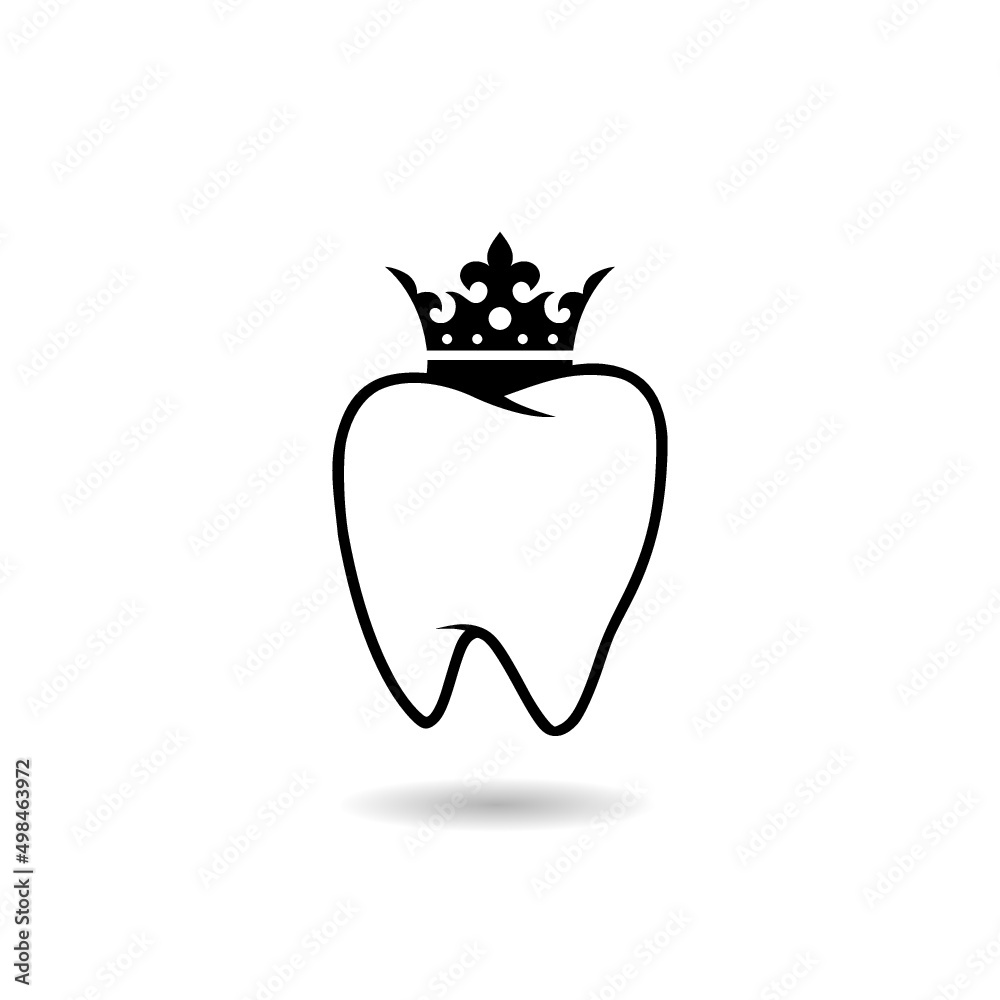 Obraz premium Crown on tooth icon with shadow
