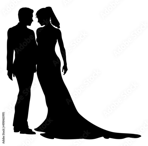 Bride And Groom Couple Wedding Dress Silhouettes