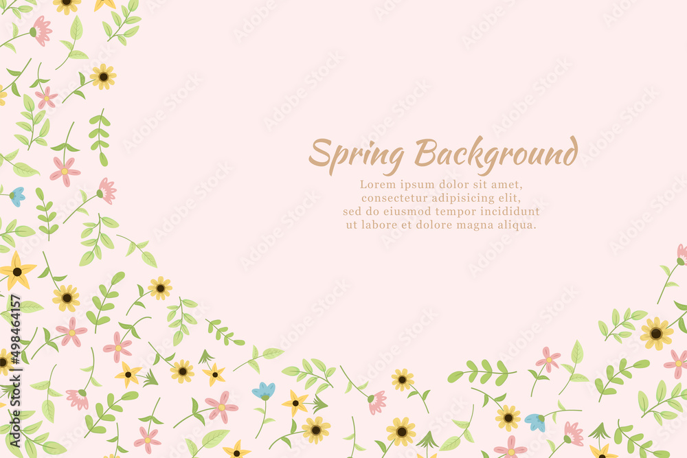 Hand drawn spring wildflower background