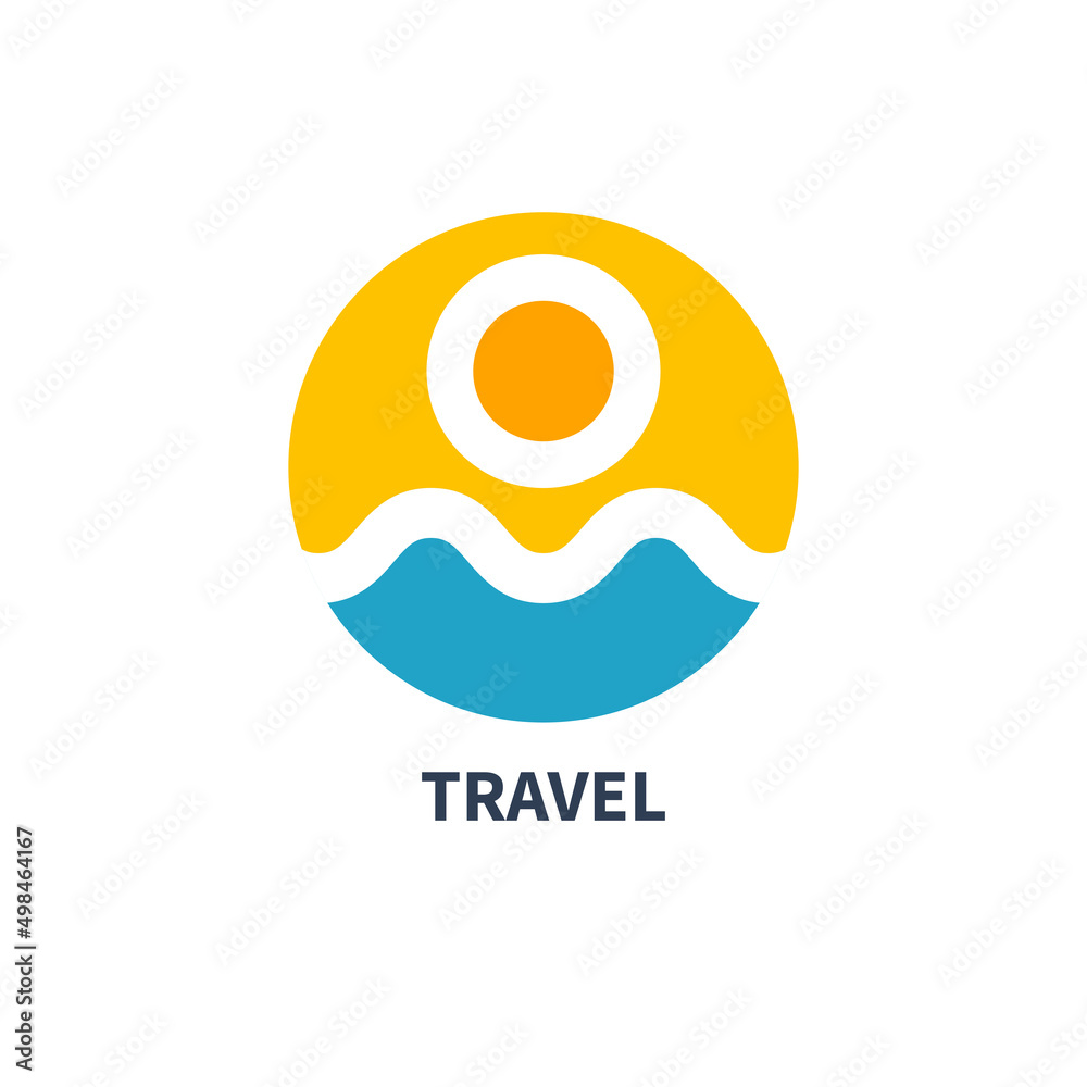 Obraz premium Minimal sun and sea gemetric logo