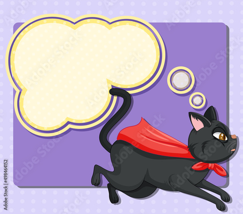 A cat thinking with callouts