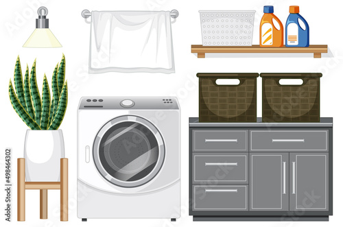 Laundry room objects set