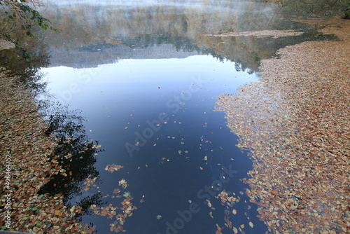 Lake and reflections, you can see the autumn landscape beauties of the leaves falling into the lake and their reflections in Yedigöller - sevenlake Yedigoller Bolu photo