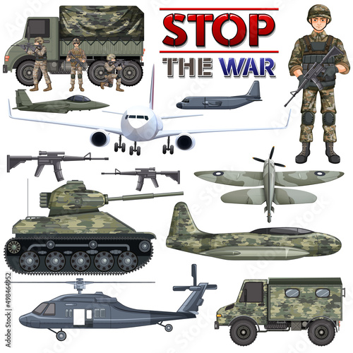 Military elements and vehicles set