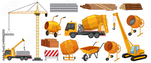 Set of construction site objects