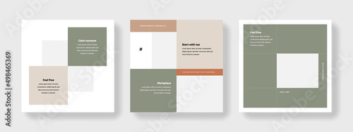 minimal social media templates with place for photos, clean editable square banners, instagram and facebook with minimalistic design	