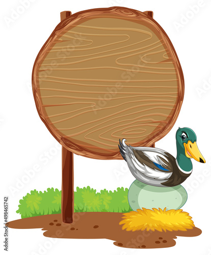 Blank round wooden signboard with animal