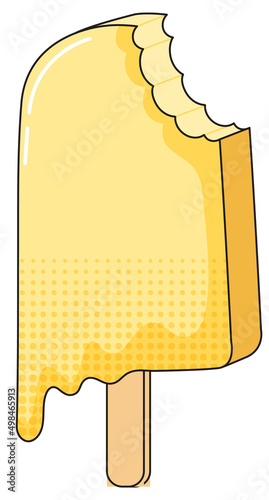 Yellow popsicle with bite mark