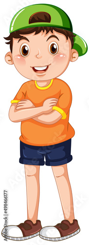 Cute boy cartoon character on white background
