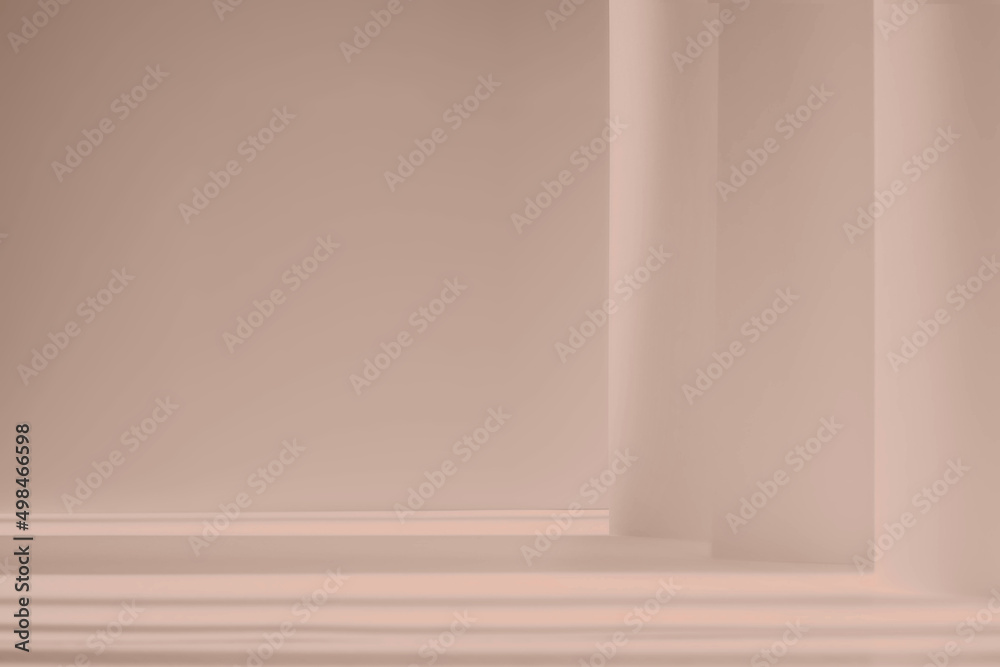 Abstract brown studio background for product presentation. Empty gray room with shadows of window. Display product with blurred backdrop. Abstract brown studio background for product presentation. Empty gray room with shadows of window. Display product with blurred backdrop.
