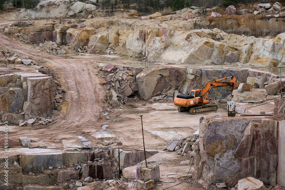 Quarry with mining and stone production. Quarry with mining and stone production.