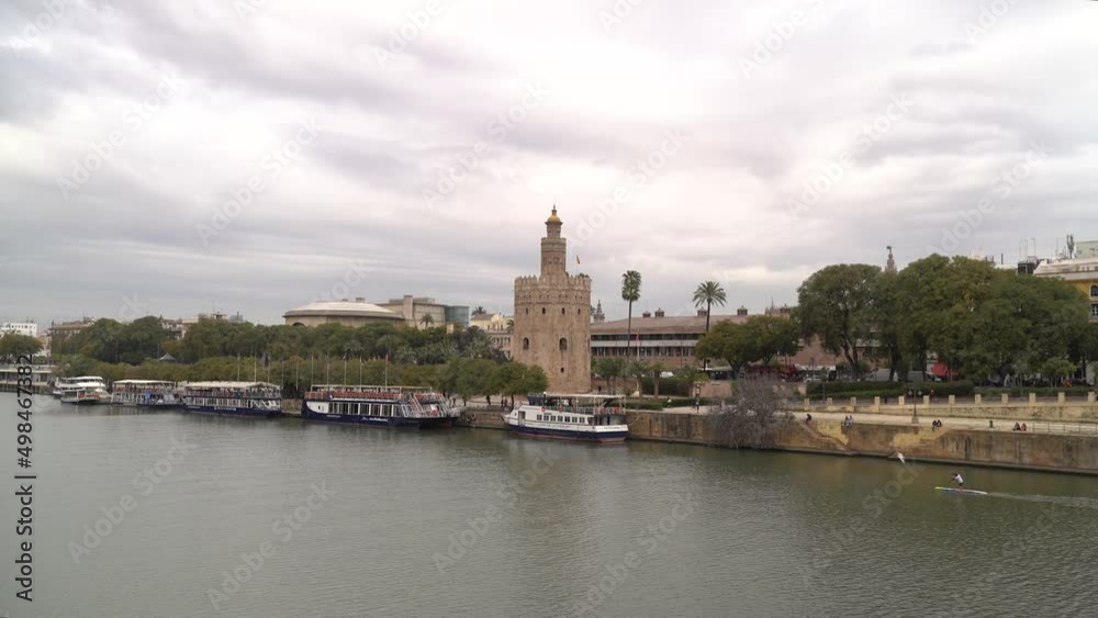 River view over famous Tower of Gold in Seville, Spain River view over famous Tower of Gold in Seville, Spain