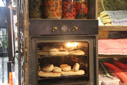 loaves of bread in the oven 