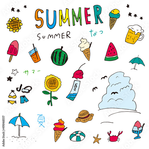 手描きの夏イラスト　 Hand drawn