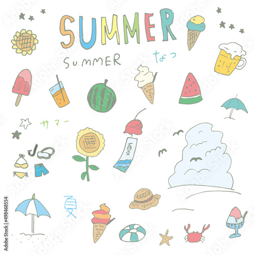 手描きの夏イラスト　 Hand drawn