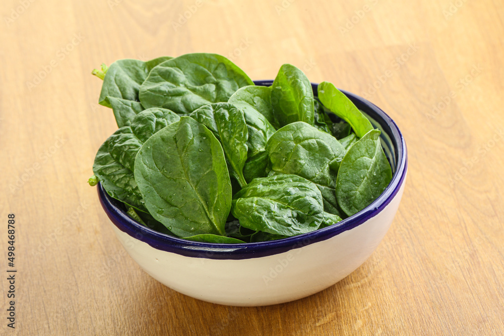 Fresh green spinach leaves in the bowl Fresh green spinach leaves in the bowl