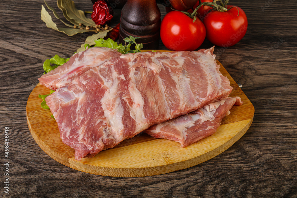 Raw pork ribs for cooking