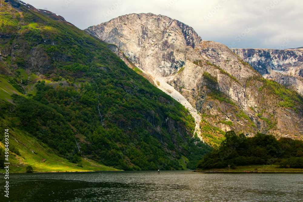 Amazing beautiful view of the Aurlandsfjord in Norway Scandinavia with snow mountains and colorful fjord Amazing beautiful view of the Aurlandsfjord in Norway Scandinavia with snow mountains and colorful fjord