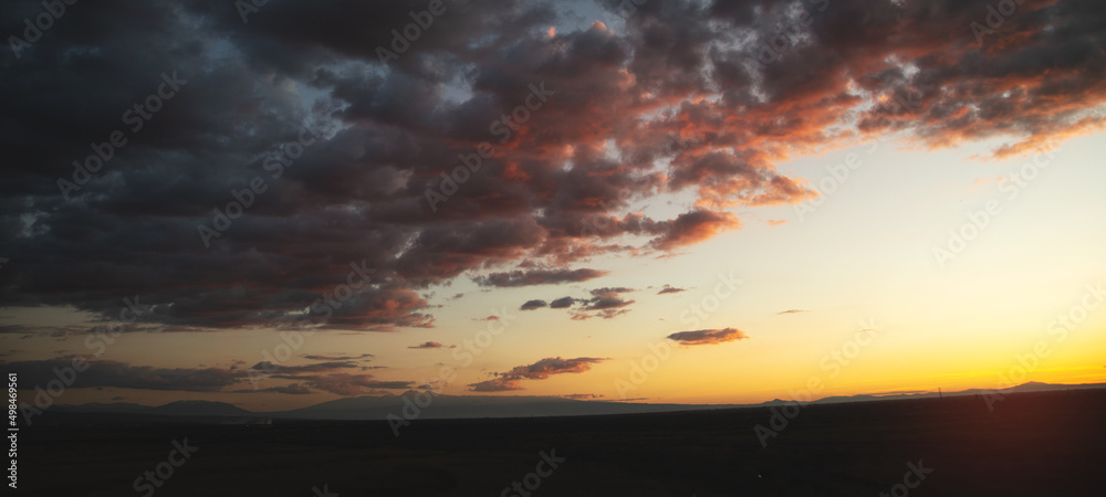 Beautiful view. Sunset at field. Armenia