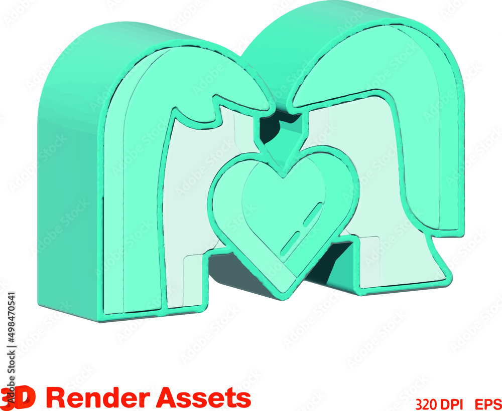 Fototapeta premium cute 3d assets of couple family, perfect for social media, game, website assets and many more