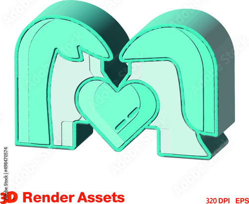 cute 3d assets of couple family, perfect for social media, game, website assets and many more