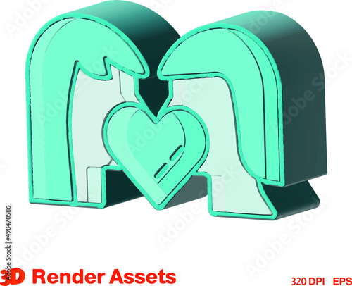 cute 3d assets of couple family, perfect for social media, game, website assets and many more