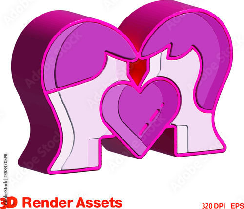 cute 3d assets of couple family, perfect for social media, game, website assets and many more
