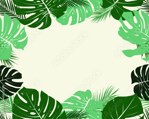 Plant of philodendron  monstera. element Different botanical foliage green nature botany tropical jungle leaves seamless floral pattern background. vector for summer decoration design with copy space.