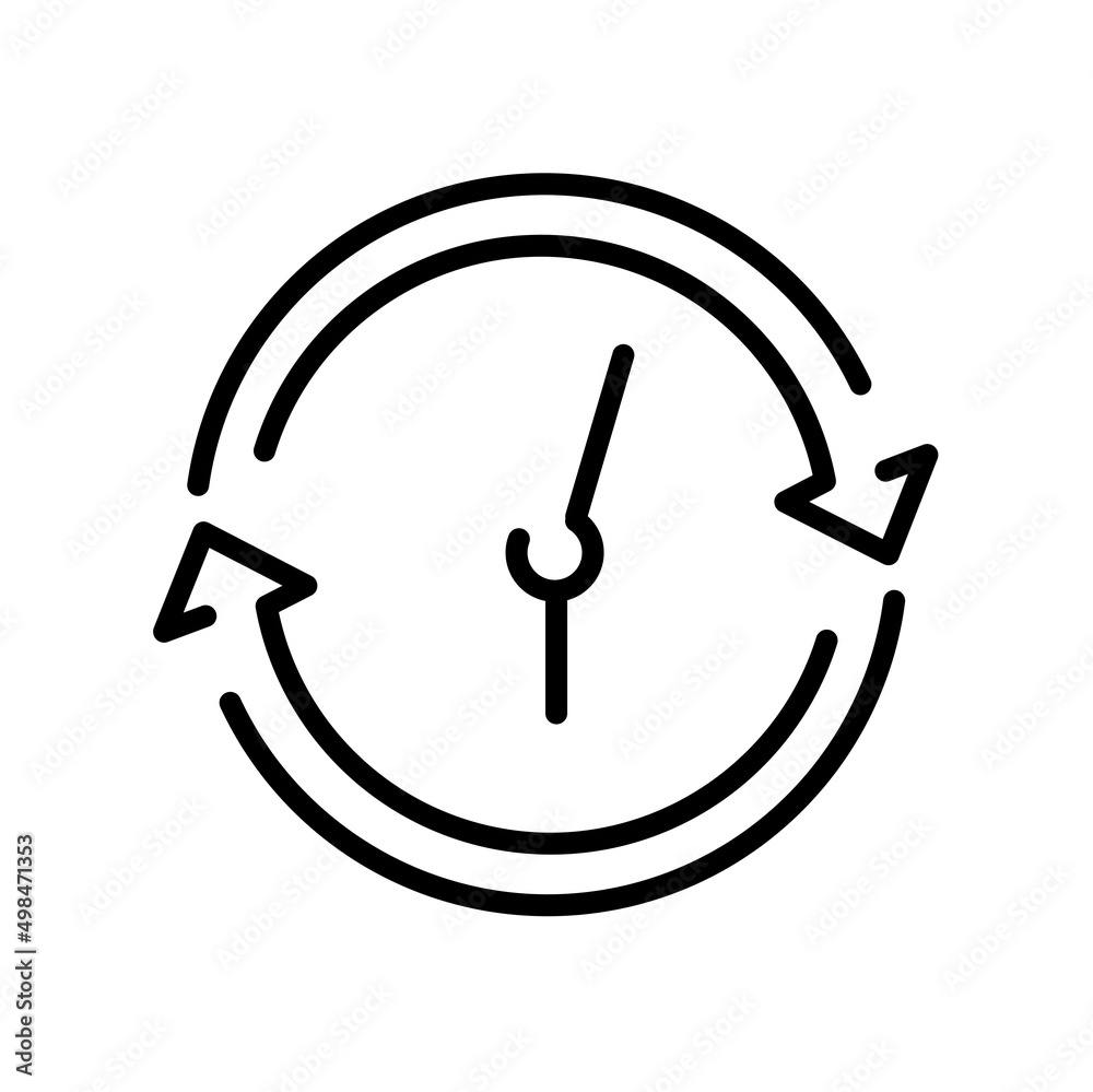 Fast time icon in black. Quick time concept. Clock symbol in flat style isolated on white. Deadline icon. Sign of the rapid passage of time Vector illustration for graphic design, logo, Web, UI Fast time icon in black. Quick time concept. Clock symbol in flat style isolated on white. Deadline icon. Sign of the rapid passage of time Vector illustration for graphic design, logo, Web, UI