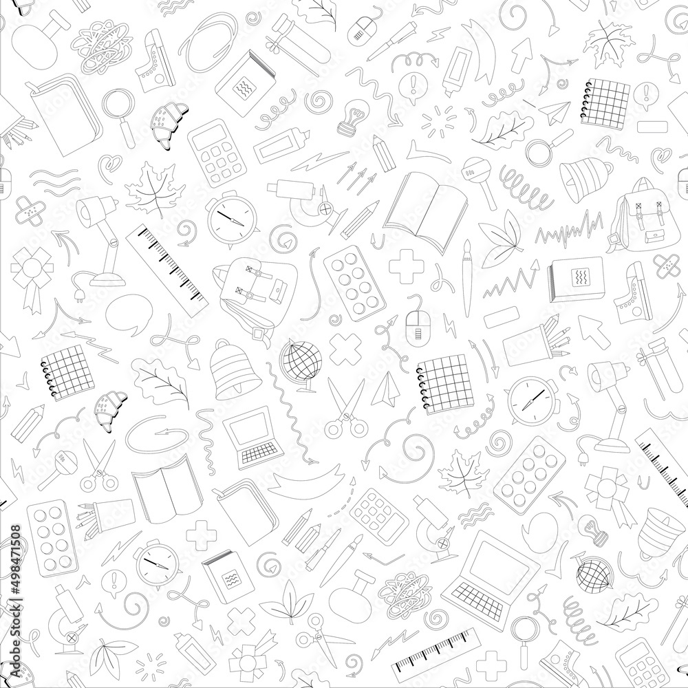 Back to school seamless pattern. Good for textile fabric design, wrapping paper and website wallpapers.