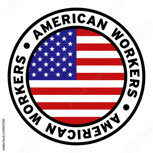 Round American Workers United States Flag Clipart