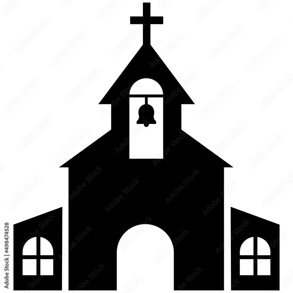 Church building icon on white background. Christian Church sign. Religion of church symbol. flat style.