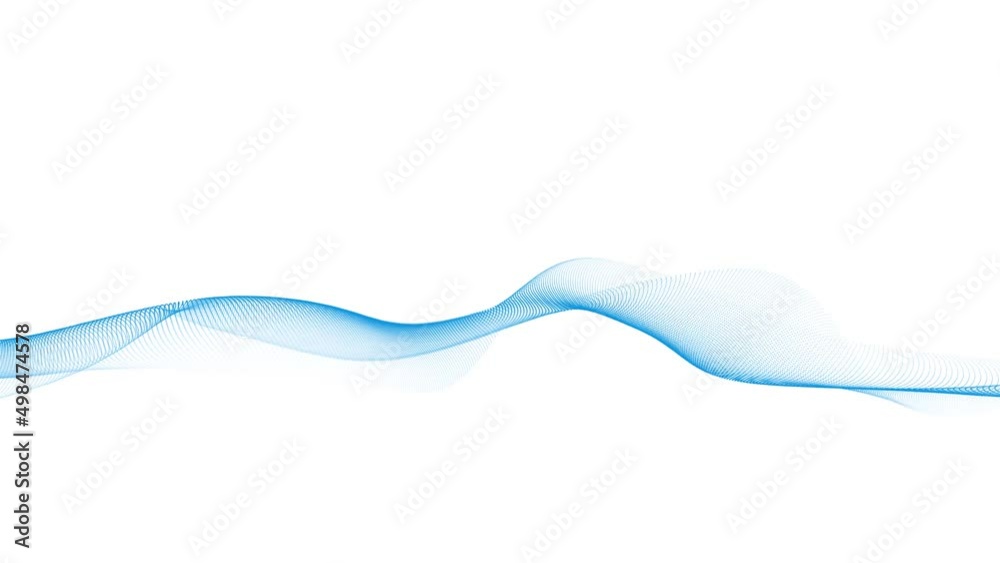 Abstract dynamic smooth wave. Sound wave concept. Futuristic particle flow on a white background. Digital impulse equalizer technology. 3D rendering.	