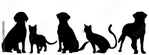 cats and dogs silhouette, isolated on white background vector