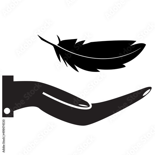 sensitive icon with soft feather. lightweight sign. flat style.