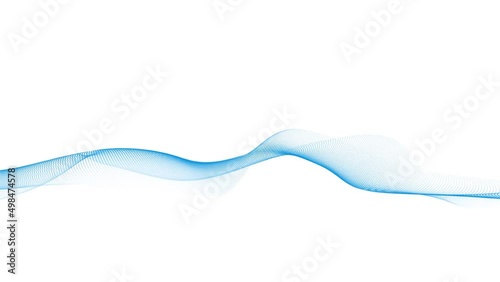 Abstract dynamic smooth wave. Sound wave concept. Futuristic particle flow on a white background. Digital impulse equalizer technology. 3D rendering.	 photo