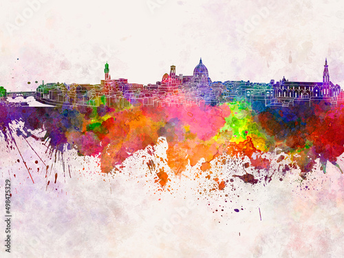 Florence skyline in watercolor background