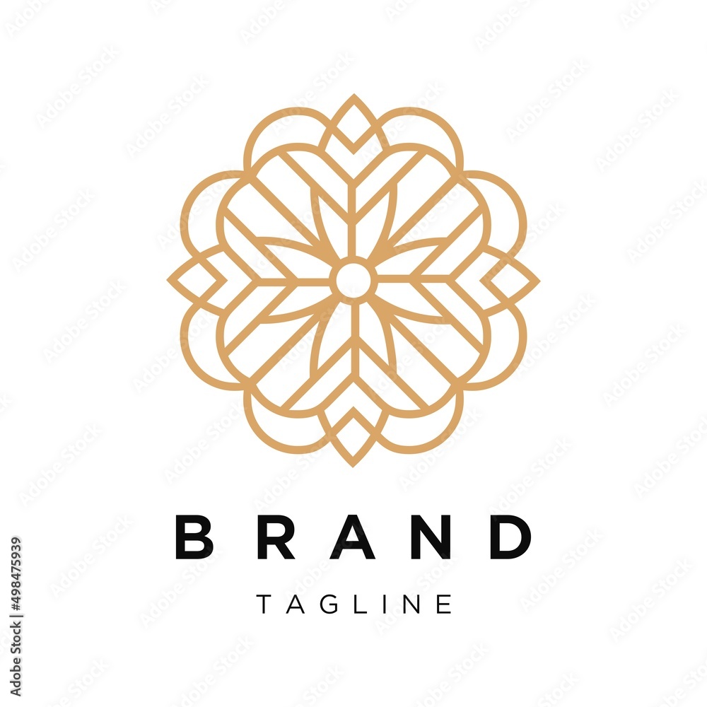 Ornament Logo Template. Premium Flower Swirl Logo. mandala ornament flower vector logo design template Ornament Logo Template. Premium Flower Swirl Logo. mandala ornament flower vector logo design template