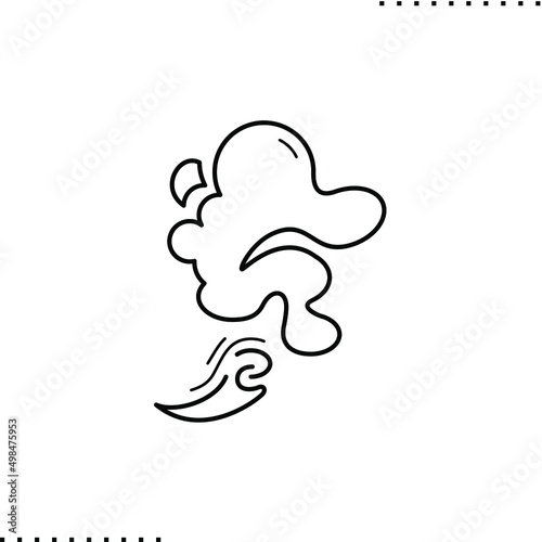 Smelling smoke, stink aroma vector isolated icon in outline