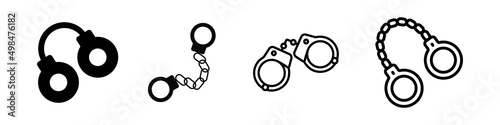 Handcuffs icon vector set. Shackle illustration sign collection. police symbol or logo.