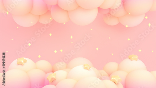 3d rendered pastel clouds and stars sky.