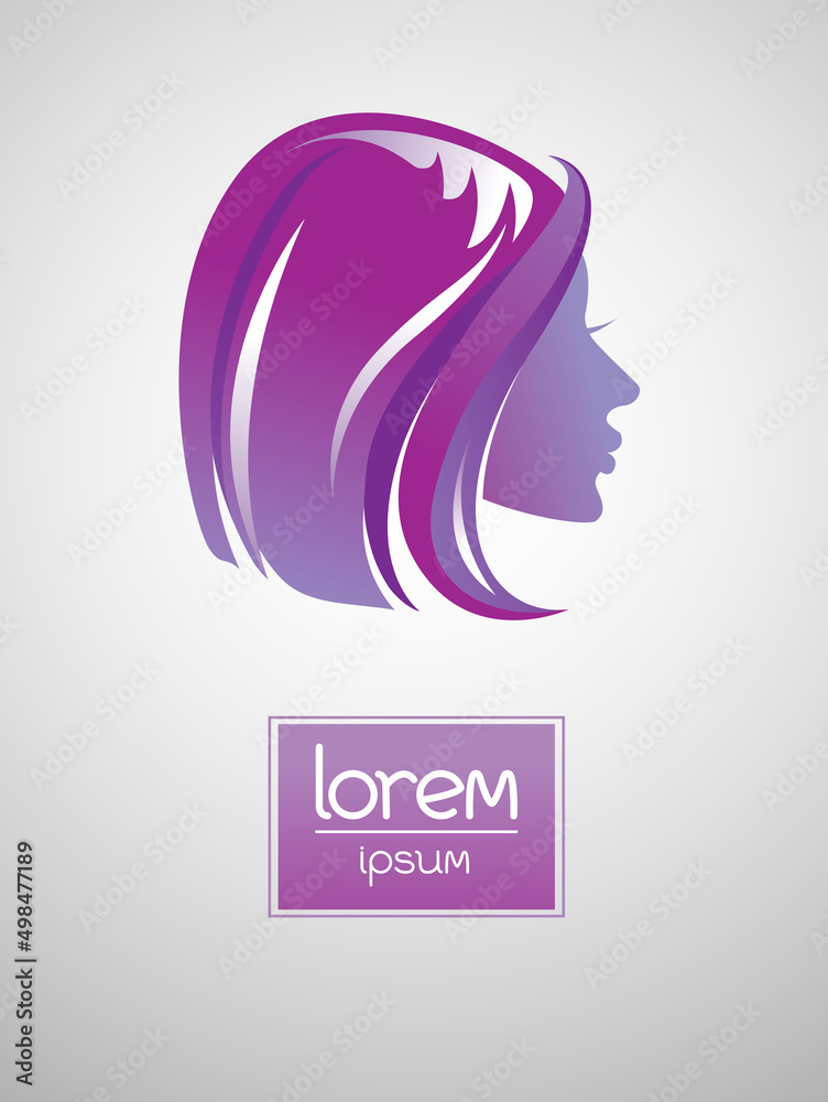 Woman head silhouette icon. Beautiful girl profile. Works well as emblem, massage, beauty, cosmetic, spa, skin or hair care salon. Vector leaflet, label, banner, magazine cover