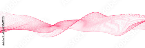 Abstract dynamic smooth wave. Sound wave concept. Futuristic particle flow on a white background. Digital impulse equalizer technology. Vector illustration.