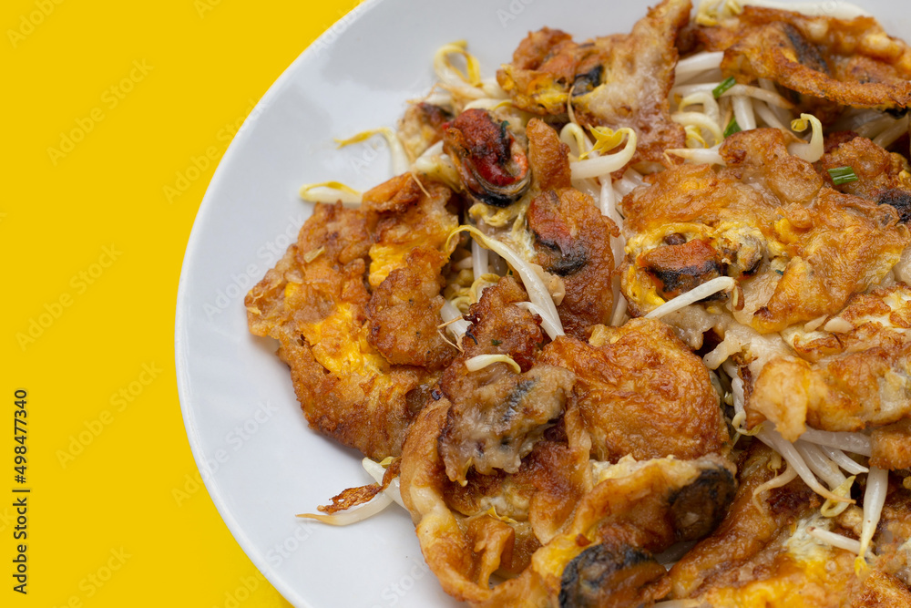 Crispy fried mussel pancake with bean sprout Crispy fried mussel pancake with bean sprout